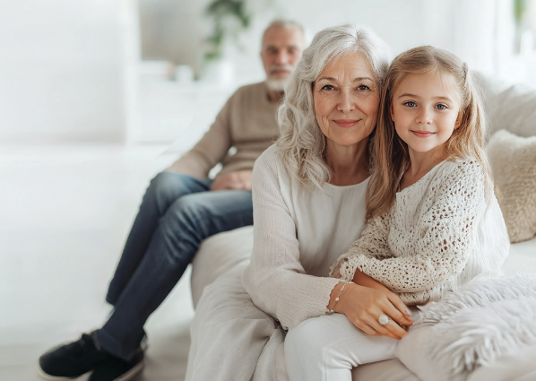 Patient and caregiver smiling